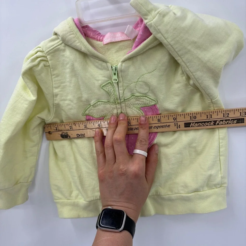 Kids Headquarters Strawberry Hoodie Kids 3T Yellow Pink Zip Up Fruit Cottagecore